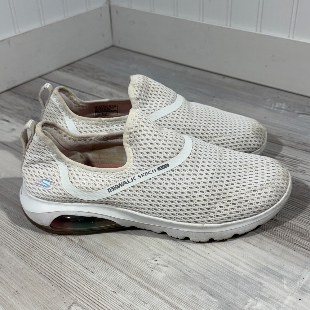 Skechers Go Walk‎ Air Skech-Air Mesh Athletic Shoes Womens Size 7 White 124073